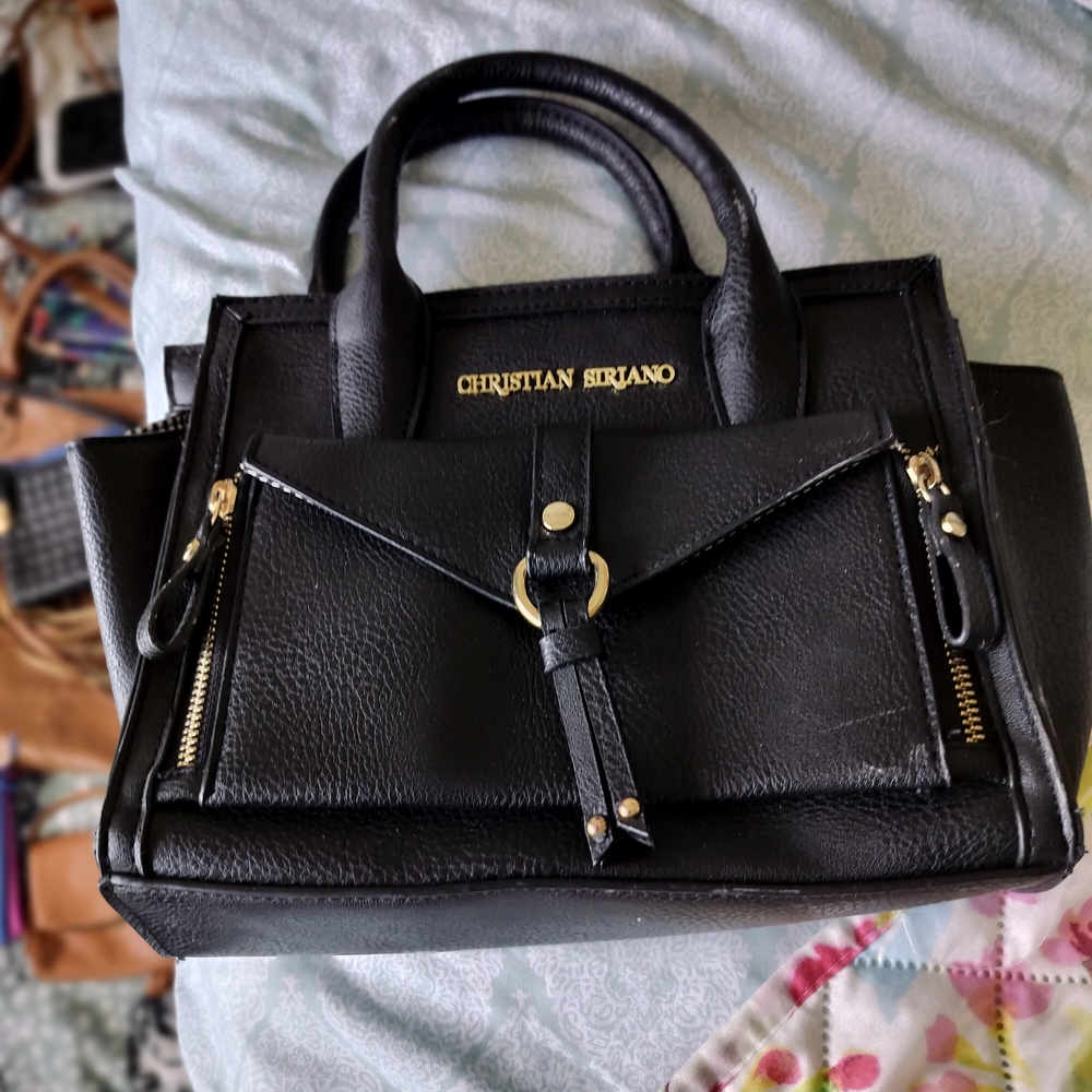 Christian Siriano Black Satchel Structured Design